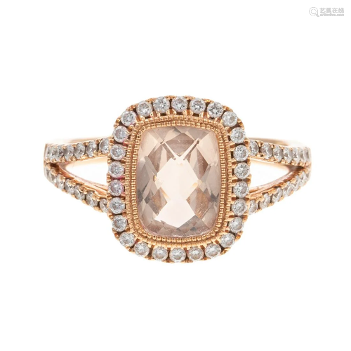 A Morganite & Diamond Ring in 14K Rose Gold