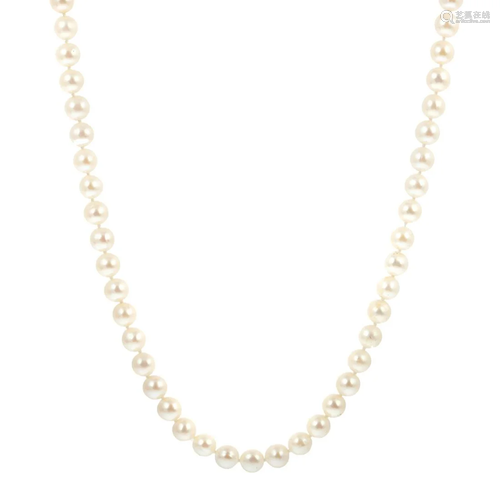 A Strand of 7 - 7.5 mm Pearls with 14K Clasp