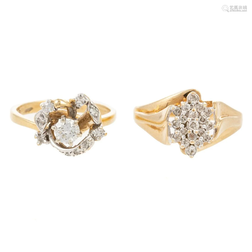 Two Diamond Rings in 14K