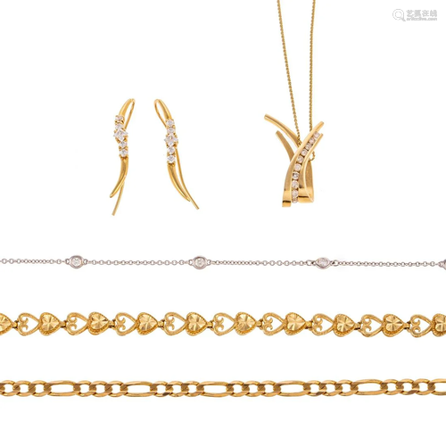 A Collection of 14K Jewelry including Diamonds