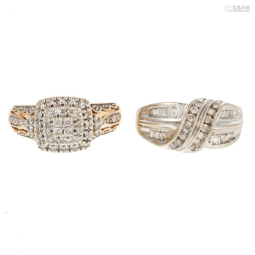 Two Diamond Cluster Rings in 14K