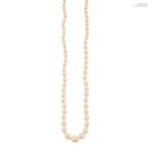 A Strand of Graduated Akoya Pearls with 18K Clasp