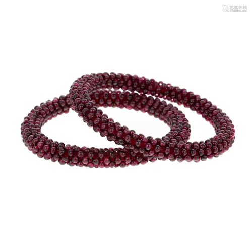 A Pair of Beaded Garnet Bangles