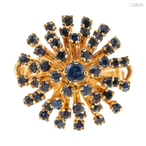 A Vintage Sapphire Cluster Ring in 14K