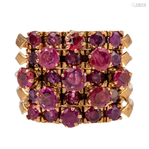 A Five Row Ruby Harem Ring in 14K