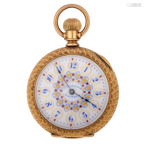 A Waltham Fancy Dial 14K Pocket Watch