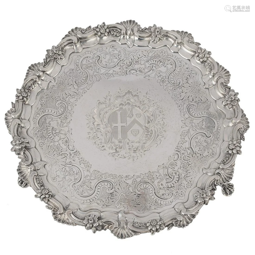 Irish George III Silver Armorial Salver