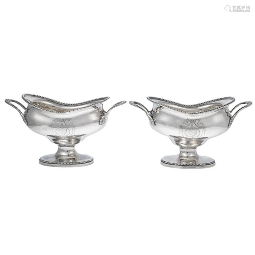 A Pair of George III Armorial Sauceboats