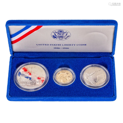 1986-S 3 Piece Liberty Proof Set with Gold $5