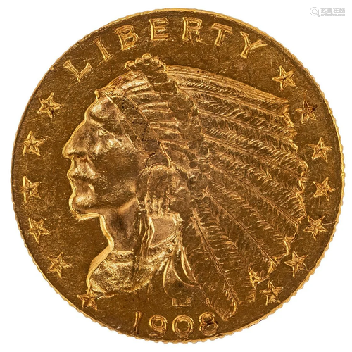 1908 $2.50 Gold Indian Quarter Eagle XF45