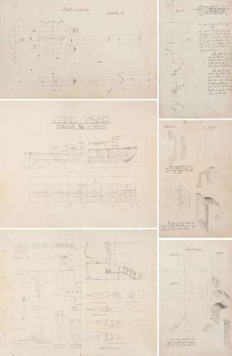 马益识在修建福州船政时期用的原稿设计图纸