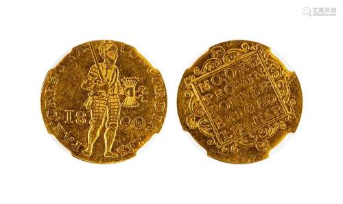 1800年荷兰1杜卡特金币一枚，NGC AU