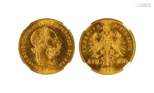 1892年奥匈帝国1索维林金币一枚，NGC MS68,1892年澳大利...