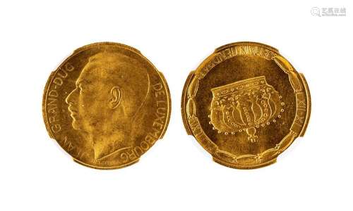 1964年卢森堡20法郎金币一枚，NGC MS64