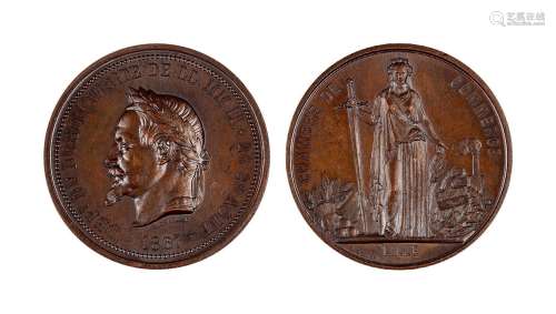 1867年外国人像纪念铜章一枚