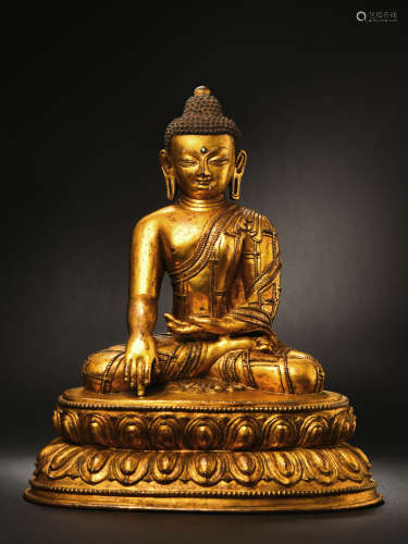 15世纪 铜鎏金释迦牟尼佛像