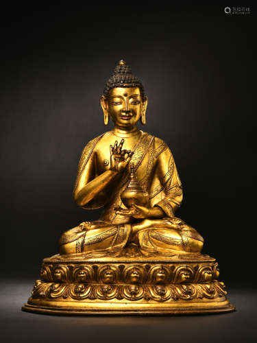 15世纪 铜鎏金弥勒佛像