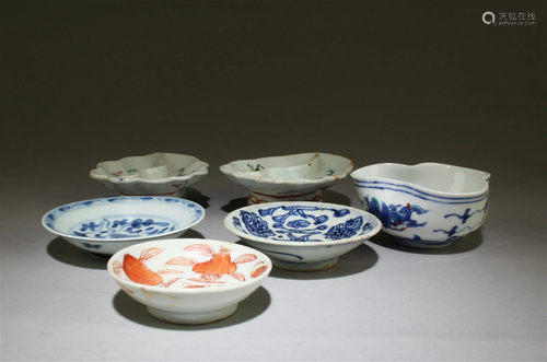 A Group of Six Porcelain Ornament