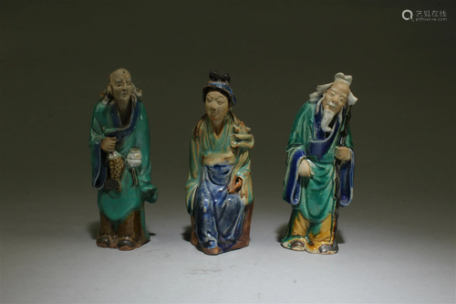 A Group of Three Shiwan Figurines