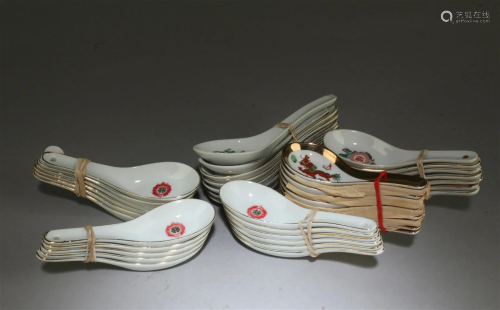 A Group of Forty-One Porcelain Spoons