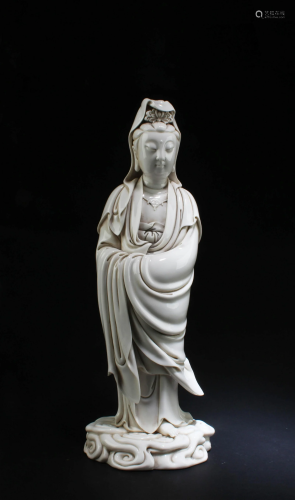 A Blanc De Chine Standing Guanyin Statue