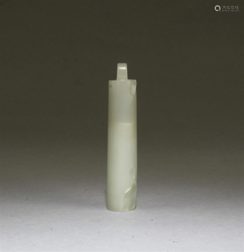 A Carved White Jade Ling Guan Feather Holders