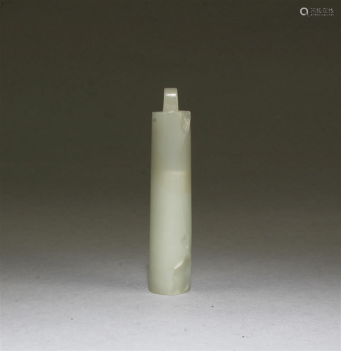 A Carved White Jade Ling Guan Feather Holders