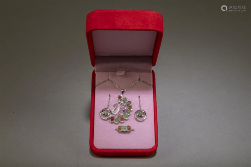 A Necklace and Earring Collection Set