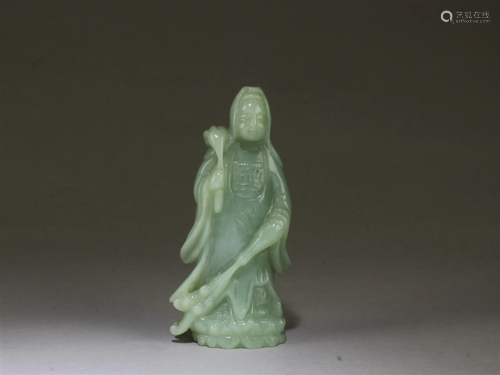 An Old Carved Jade Guanyin Statue