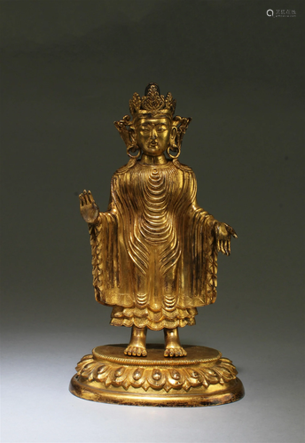 Chinese Gilt Bronze Bodhisattva Statue