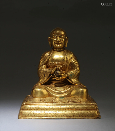 Chinese Gilt Bronze Bodhisattva Statue