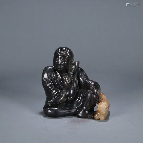 A Carved Hetian Jade Arhat Figurine