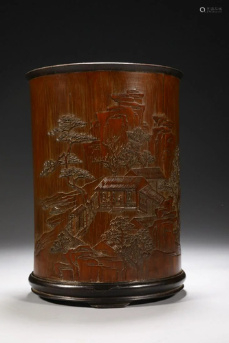 A Carved Bamboo Brushpot