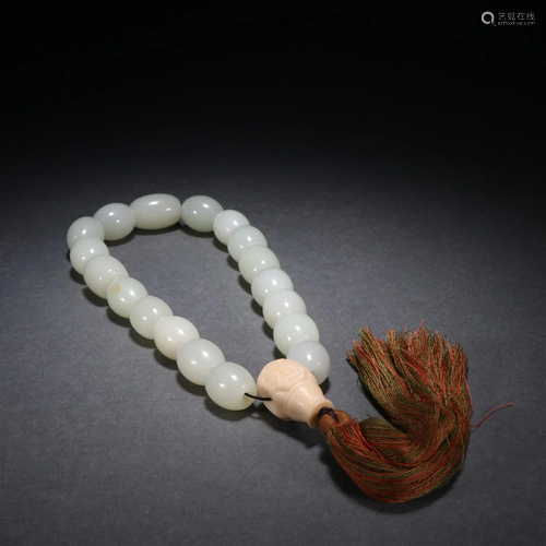 A Hetian Jade Eighteen Bead Bracelet