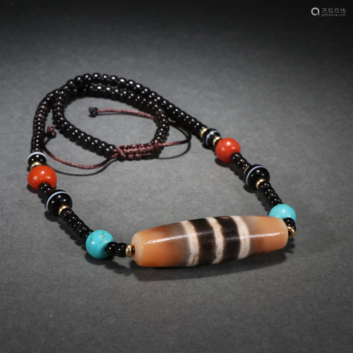 A Tibetan Dzi Bead Necklace