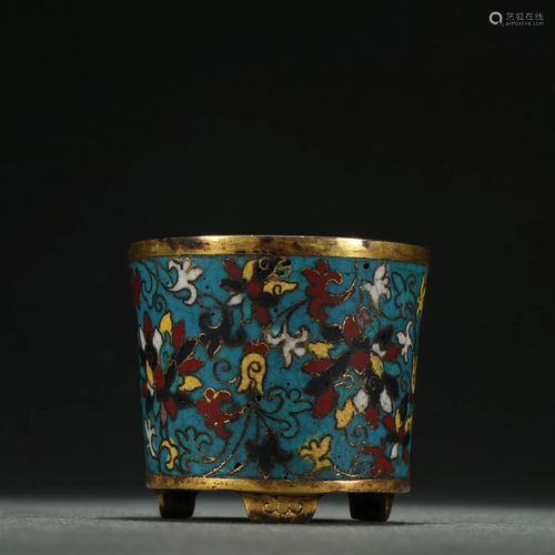 A Gilt Bronze Cloisonne Brushpot