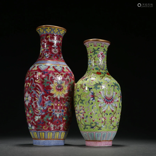 A Conjoined Fencai Porcelain Vase