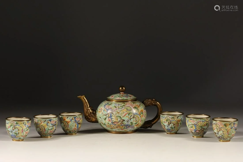 A Bronze Enamel Teapot Set