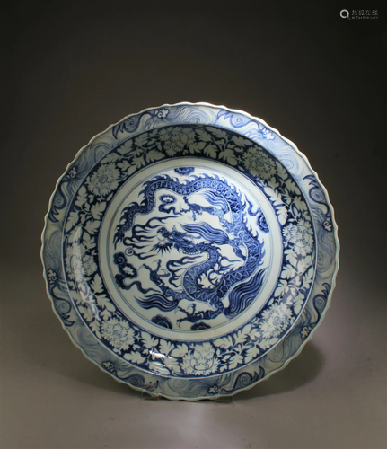 A Blue & White Porcelain Charger