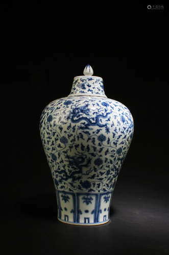 A Blue & White Porcelain Meiping Vase