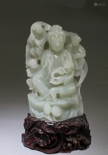 Chinese Jade Carved Guanyin Statue