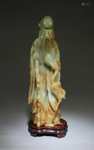 Chinese Carved Jade 'Shou Xing Gong' Statue