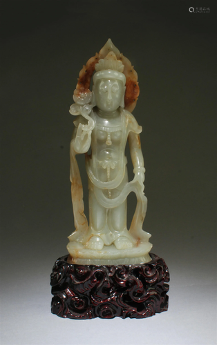 Chinese Carved Jade Bodhisattva Statue