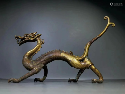 A Gilt Bronze Dragon Figurine