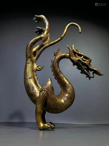 A Gilt Bronze Dragon Figurine