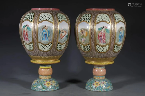 A Pair of Porcelain Lamp Holders