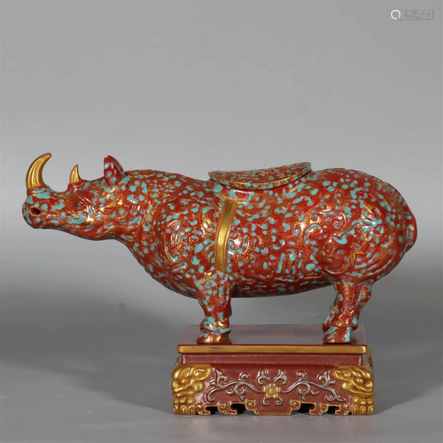 A Rhinceros Shaped Porcelain Incense Diffuser