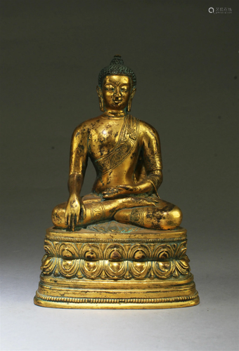 18th Century Gilt Bronze Buddha Statue