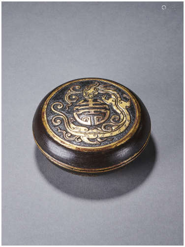 明代 铜鎏金螭龙香盒