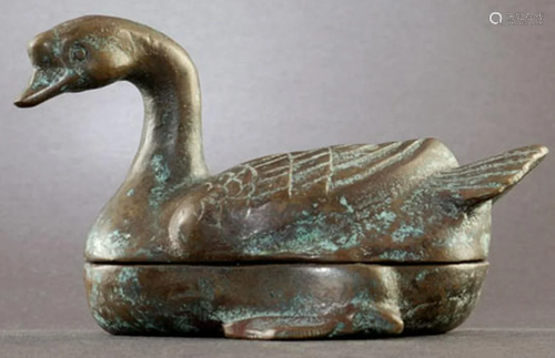 Early Korea. Bronze Swan form box